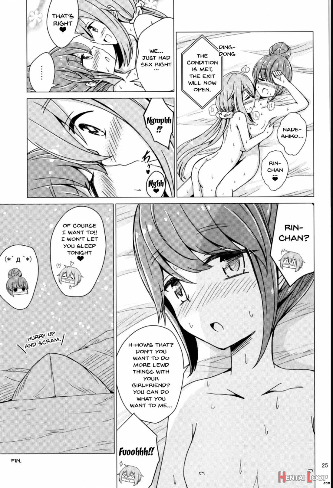 Sex Shinai To Derenai Tent Ni Tojikomerareta Naderin page 24