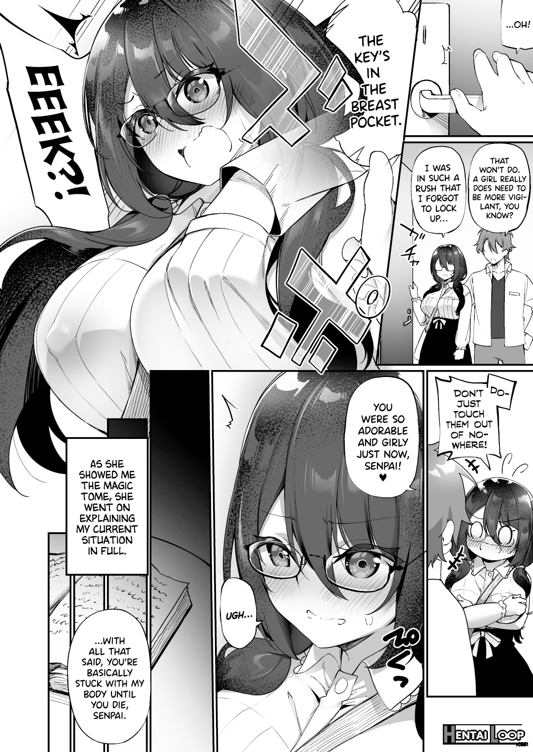 My Voluptuous Yandere Kouhai Who Gets Turned On Just By Hearing My Voice Switched Bodies With Me! page 17