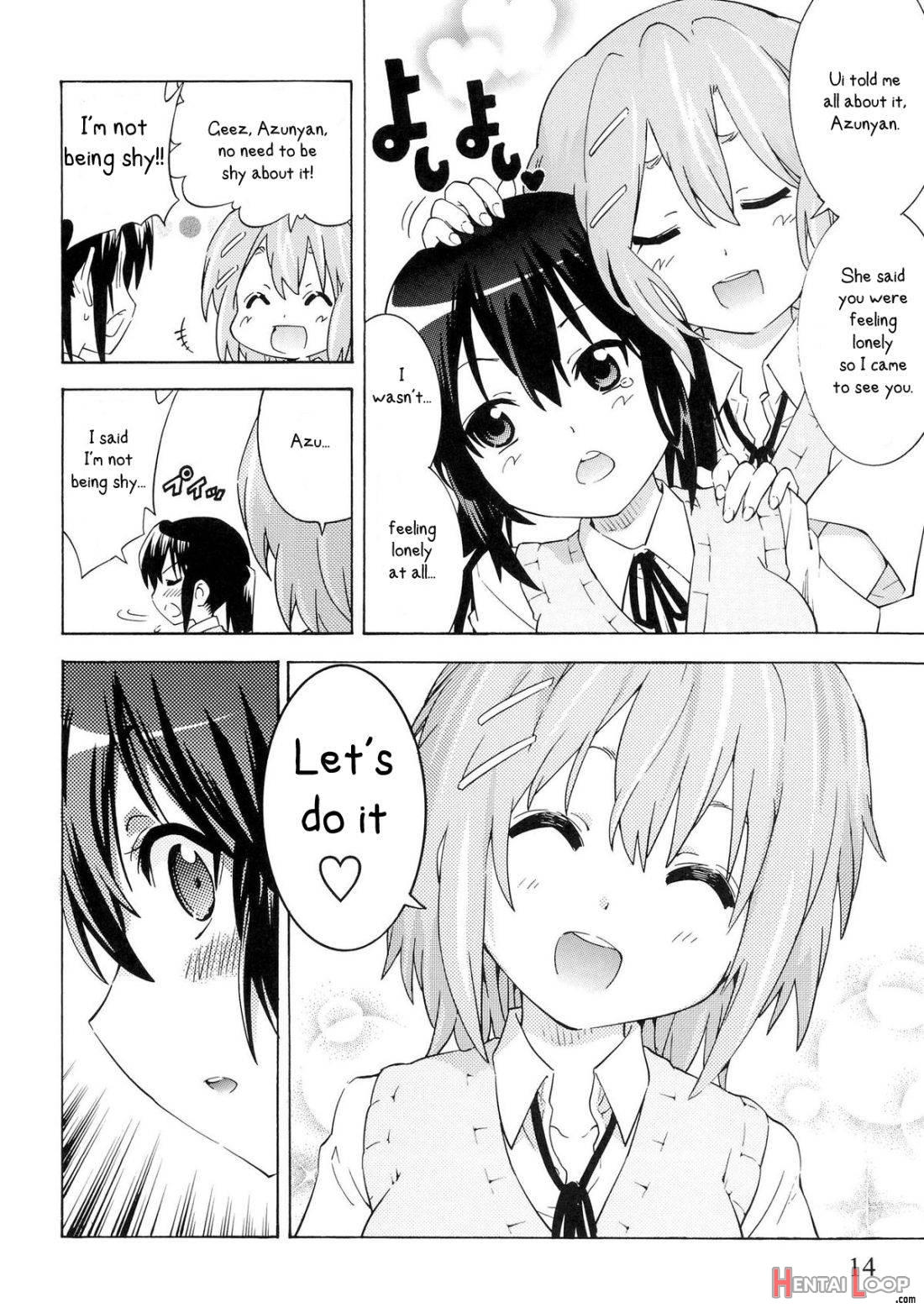 Yuri-on! #1 “mesomeso Azunyan!” page 12